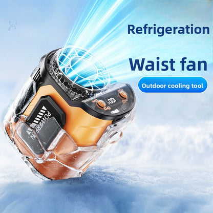 Portable USB Rechargeable Waist Fan With Digital Display!