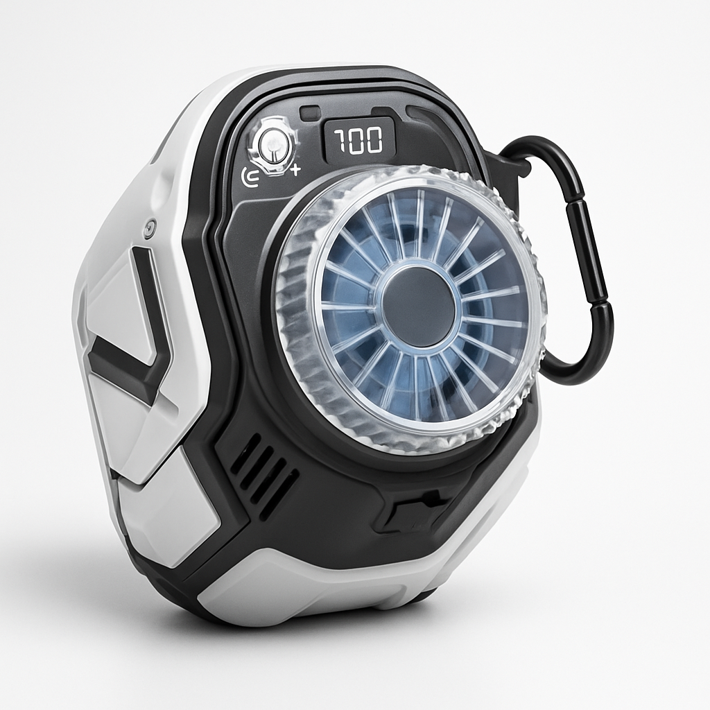 Portable USB Rechargeable Waist Fan With Digital Display!