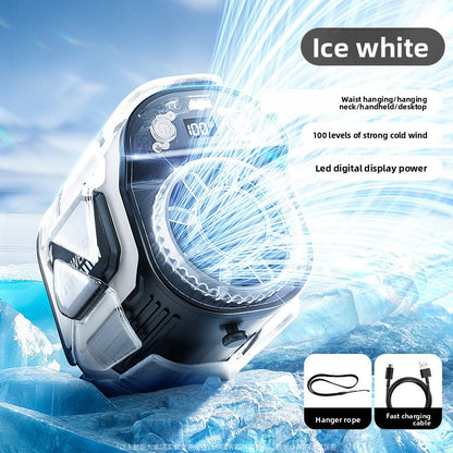 Portable USB Rechargeable Waist Fan With Digital Display!